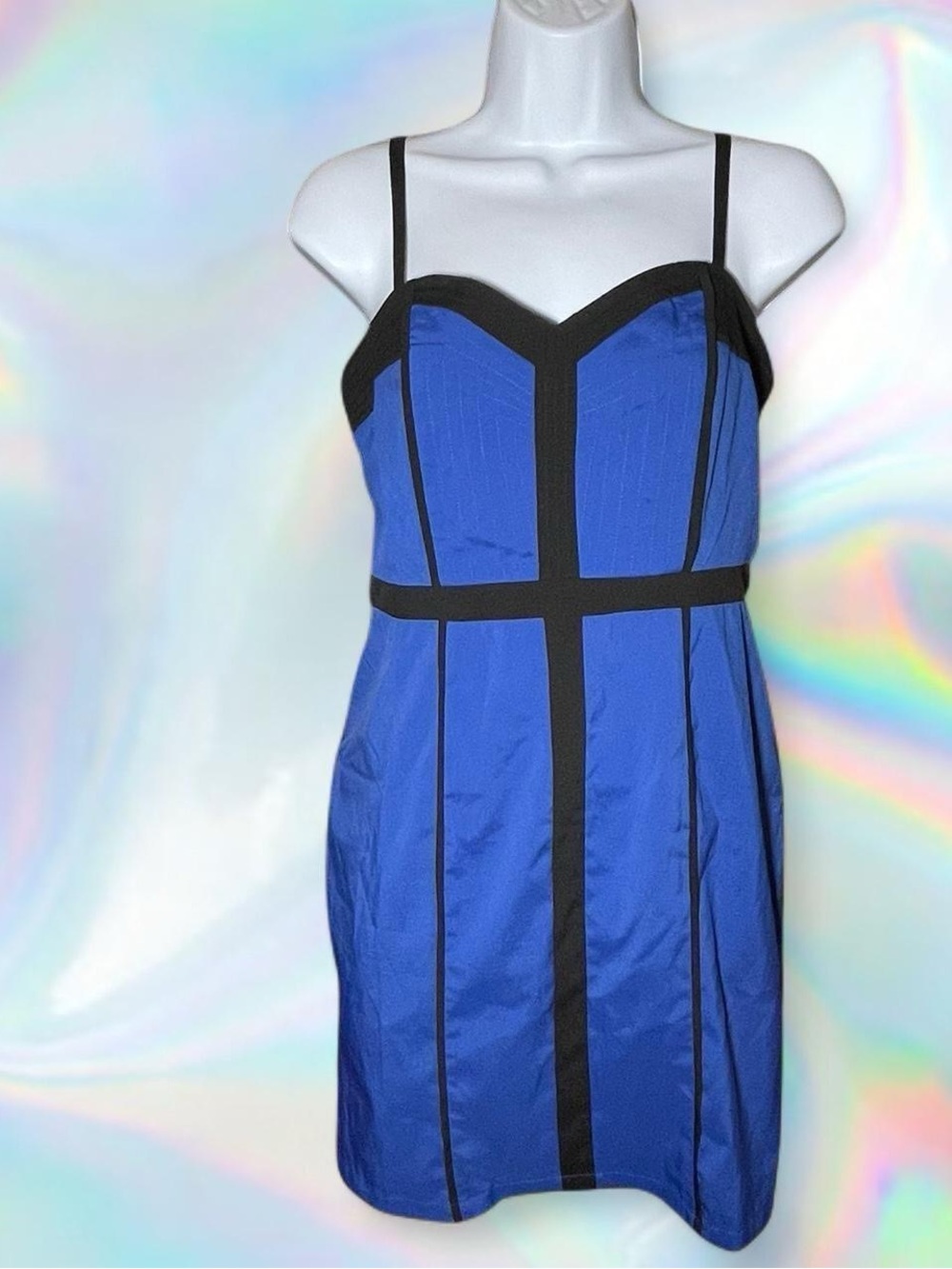 Minuet Petite Blue and Black Midi Dress